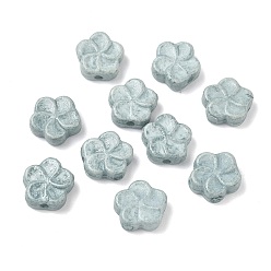 Light Blue Vintage Handmade Porcelain Beads, Fancy Antique Glazed Porcelain, Flower, Light Blue, 15x15x6mm, Hole: 2mm