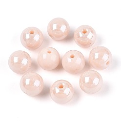 Персиковый Слойка Гальванизированные круглые стеклянные бусины нити, гальваническое покрытие, розовые, 8 мм, отверстие : 1.4~1.8 мм, о: 2500 шт / 1000 г