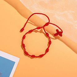 (123L) Белый крем непрозрачный блеск Браслеты из переплетенных бусин из нейлонового шнура, Браслеты из четок для пары друзей, огнеупорный кирпич, 6-1/4~11-3/4 дюйм (16~30 см)