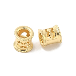 Настоящее золото 18K Латуни европейского бисера, трубка с цифрами 8, большое отверстие шарик, реальный 18 k позолоченный, 8x6.5 мм, отверстие : 4.5~5 мм