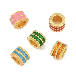 Gemischte Farbe Messing Perlen, Kolumne, mit Emaille, cadmiumfrei und bleifrei, Gestell, langlebig überzogen, echt 18 k vergoldet, Gemischte Farbe, 6x4 mm, Bohrung: 3 mm