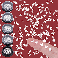 Argent Cabochons en laiton sur le thème de Noël, accessoires nail art de décoration, flocon de neige, argenterie, 500mm