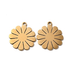 Golden 201 Edelstahl Anhänger, Blume Reize, golden, 17x15x0.9 mm, Bohrung: 1.4 mm