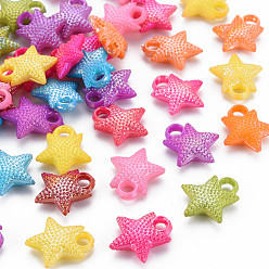 Mixed Color Plastic Pendants, AB Color, Star, Mixed Color, 17x15x4.5mm, Hole: 2mm, about 1000pcs/bag