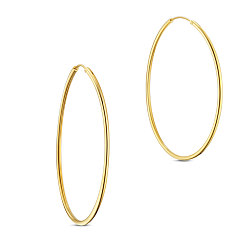 Golden 925 Sterling Silver Hoop Earrings, Golden, 50mm