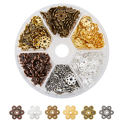 (52) Непрозрачная лаванда Смешанные цвета тибетский стиль сплава цветочные бусины для изготовления ювелирных изделий, Около 180 шт / коробка