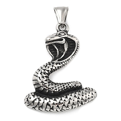 Античное Серебро 304 подвески из нержавеющей стали, очарование змеи, античное серебро, 41.5x34x6.5 мм, отверстие : 8.5x4.5 мм