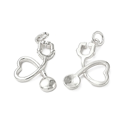 Платина Экологически чистые подвески из латуни с гальванопокрытием, долговечный, с прыжковых колец, без свинца и без кадмия, стетоскоп очарование, платина, 20x16.5x2.5 мм, отверстие : 3.4 мм