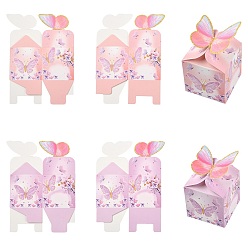 Pink Бумажная коробка с бабочкой, подарочные пакеты, на подарки конфеты печенье, розовые, 6x6 см