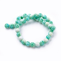 Spring Green Glass Beads Strands, Round, Spring Green, 9.5~10.5mm, Hole: 1.2mm, about 38pcs/strand, 14.5 inch(37cm)
