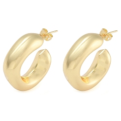 Настоящее золото 18K Серьги-гвоздики в форме луны из латуни, реальный 18 k позолоченный, 27x9.5 мм