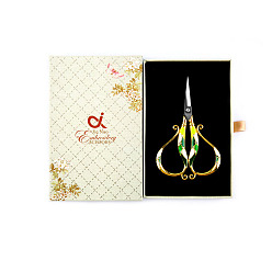 Green Stainless Steel Scissors, Embroidery Scissors, Sewing Scissors, with Zinc Alloy Enamel Handle, Green, 140x90x20mm