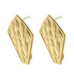 Настоящее золото 18K 304 Выводы серьги из нержавеющей стали шпилька, формы раковины, реальный 18 k позолоченный, 30.5x20.5 мм, отверстие : 3.5 мм, штифты : 0.8 мм