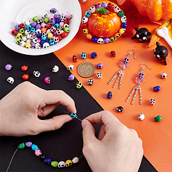 Mixed Color Resin Beads, Skull, Mixed Color, 10x8mm, Hole: 1.8mm