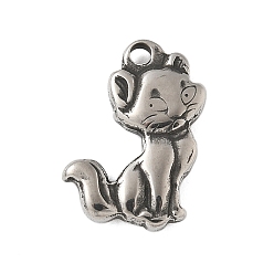 Cat Shape 304 подвески из нержавеющей стали в тибетском стиле, прелести животных, античное серебро, форма кошки, 16x13x2.5 мм, отверстие : 1.4 мм