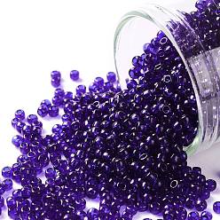 (8D) Transparent Dk Cobalt Круглые бусины toho, японский бисер, (8 d) прозрачный dk кобальт, 11/0, 2.2 мм, отверстие : 0.8 мм, Около 5555 шт / 50 г