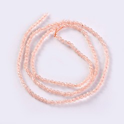 Light Salmon Glass Beads Strands, Faceted, Round, Light Salmon, 2x2mm, Hole: 0.4mm, about 193~197pcs/strand, 14.17 inch~15.51 inch(36~39.4cm)