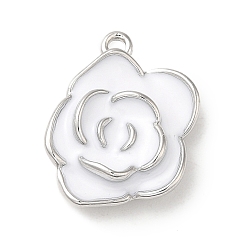 Платина Латунь эмаль подвески, цветочный шарм, платина, 19x14x4.7 мм, отверстие : 1.4 мм