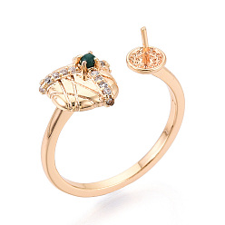 Настоящее золото 18K Подарочная коробка в форме латунного кольца с микропаве из прозрачного кубического циркония и стекла, за половину пробурено бисера, без кадмия, без никеля и без свинца, реальный 18 k позолоченный, штифты : 0.8 мм, 9.1 мм, внутренний диаметр: 17~17.5 мм