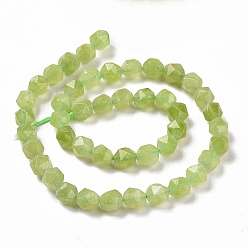 Yellow Green Natural Quartz Beads Strands, Faceted Polygon, Dyed & Heated, Yellow Green, 7.5~8x8x8mm, Hole: 1.2mm, about 48pcs/strand, 15.35 inch(39cm)