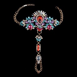 Разноцветный Модные браслеты на пальцы ног из сплава и акрила с цветочным принтом и стразами для пляжной вечеринки, золотые, красочный, 9-1/8 дюйм (230 мм)