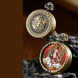 Античная Бронза Латунные подвески, плоский круглый с древними китайскими богами, античная бронза, 18 мм, внутренний диаметр: 14.4 мм