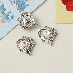 Сердце Подвески из платинового сплава с микропаве из кубических цирконий, аксессуары для браслетов своими руками, сердце, 17x14 мм