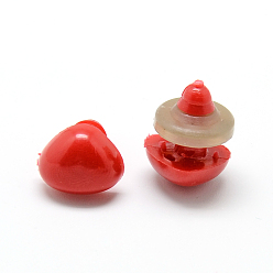 Red Craft Plastic Doll Noses, Safety Noses, Red, 12x15mm, Pin: 5~6mm