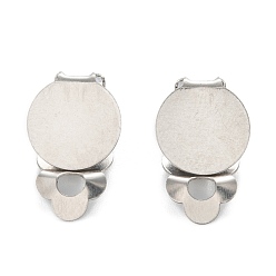 Нержавеющая Сталь Цвет Устойчив к потускнению 304 фурнитура для сережек-клипс из нержавеющей стали, плоско-круглые, цвет нержавеющей стали, 20x12x9 мм, отверстие : 3 мм, лоток : 12 мм