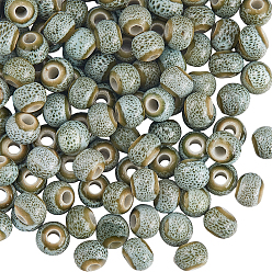 Лазурный 120шт. фарфоровые бусины ручной работы, круглые, яркие глазированный фарфор, лазурный, 6~7x5~6 мм, отверстие : 2 мм