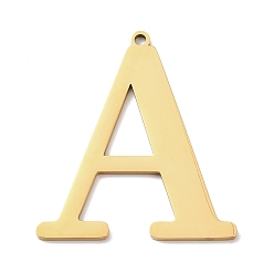 Letter A 304 подвески из нержавеющей стали, буквы, реальный 18 k позолоченный, ионное покрытие (ip), буква a, 40x35x1.4 мм, отверстие : 2 мм