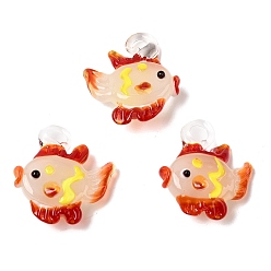 Персиковый Слойка Подвески лэмпворк ручной работы, тропические рыбки-талисманы, розовые, 30~33x29~31x10~12 мм, отверстие : 3~4 мм
