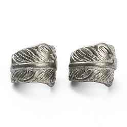 Plata Antigua 304 bolas de acero inoxidable, hoja, plata antigua, 10x9x9.5 mm, agujero: 6.5 mm