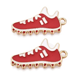 Красный Стойки обшивки сплава эмали подвески, без кадмия, без никеля и без свинца, золотой свет, обувь очарование, красные, 26x14x1 мм, отверстие : 1.8 мм