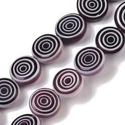 Розово-Коричневый Бусы лэмпворк ручной работы, плоские круглые с вихря, розово-коричневый, 10~11x4 мм, отверстие : 0.7 мм, около 38 шт / нитка, 14.29~14.57'' (36.3~37 см)