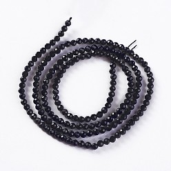 Black Glass Beads Strands, Faceted, Round, Black, 2x2mm, Hole: 0.4mm, about 193~197pcs/strand, 14.17 inch~15.51 inch(36~39.4cm)