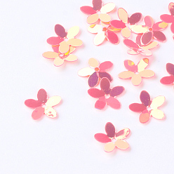 Темно-Розовый Пластиковые блестки, блестки бисер, цветок, темно-розовыми, 10x10.5x0.5 мм, Отверстие : 1 мм , около 16000 шт / 500 г