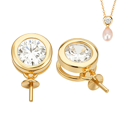 Золотой 2 шт. 925 подвески из стерлингового серебра с микропаве из кубических цирконий, золотые, 11x6.5x4.5 мм