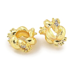 Настоящее золото 18K Стойки обшивки латунь кубического циркония бусы, долговечный, без свинца и без кадмия, реальный 18 k позолоченный, 8x3.5 мм, отверстие : 3 мм