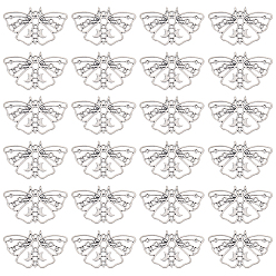 Античный Розовый Золотой 50 шт. Подвески из сплава в тибетском стиле, полый, очарование мотылька, античное серебро, 22x36x1 мм, отверстие : 1.6 мм