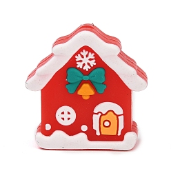 Дом Силиконовые бусины, фокусные бусы, Новогодняя тема, красочный, дом, 24x24x14.5 мм, отверстие : 3 мм
