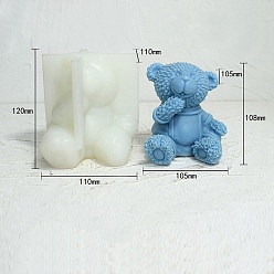 Белый 3d милые силиконовые формы для свечей с ароматом плюшевого мишки, формы для ароматерапевтических свечей, белые, 11x11x12 см