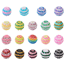 Gemischte Farbe 38pcs 19 Farben Harz Strass Perlen-Sets, Runde, Gemischte Farbe, 20x17.5 mm, Bohrung: 2~2.7 mm, 2 Stk. je Farbe