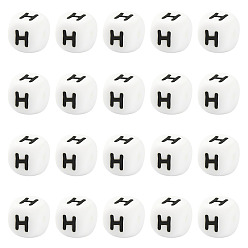 Letter H 20белые силиконовые бусины в виде кубических букв 12x12x12мм квадратные бусины с алфавитом в виде кубиков с 2прокладкой для отверстий мм мм свободные бусины с буквами для браслета, ожерелья, ювелирных изделий, letter.h, 12 мм, отверстие : 2 мм