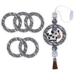 (52) Непрозрачная лаванда 5 шт. кольцо из экологически чистого пищевого силикона фокусные бусины, красочный, 65x9.5 мм, отверстие : 3 мм, внутренний диаметр: 44 мм