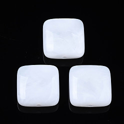 Белый Акриловые бусины, Стиль имитация драгоценных камней, квадратный, белые, 20x20x9 мм, отверстие : 1.6 мм, Около 150 шт / 500 г