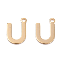 Letter U 201 прелести нержавеющей стали, алфавит, реальный 18 k позолоченный, letter.u, 12x8x0.6 мм, отверстие : 1.4 мм