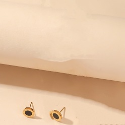 Золотой Плоские круглые 304 из нержавеющей стали серьги стержня, с уксусной кислотой, золотые, 10 мм