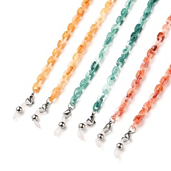 Couleur Mélangete Chaînes de lunettes, tour de cou pour lunettes, avec chaînes de câble en acrylique, 304 fermoirs à pince de homard en acier inoxydable et extrémités en caoutchouc, couleur inox, couleur mixte, 31.50 pouce (80 cm)
