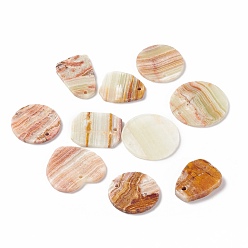 Jade Natural Jade Pendants, Flat Round & Teardrop & Rectangle & Heart & Trapezoid, 23~30x19.5~30x2~3.5mm, Hole: 1.8~2mm